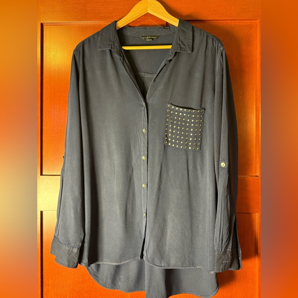 Rock & Republic Women’s Midnight Blue Shirt with Studded Detail XL